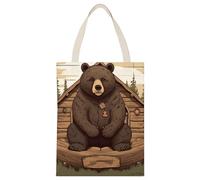 BVKWNTSA Bolsa de lona con estampado de oso rústico de gran capacidad, un ayudante de compras duradero y elegante