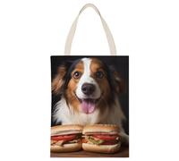 BVKWNTSA Bolsa de lona impresa con perro caliente de gran capacidad, un ayudante de compras duradero y elegante