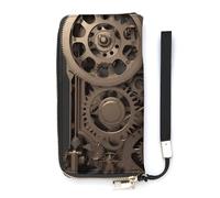 BVKWNTSA Cartera de piel con impresión de engranajes mecánicos Steampunk de gran capacidad y diseño interno de múltiples compartimentos, satisface tus diversas necesidades de viaje