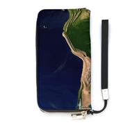 BVKWNTSA Cartera de piel con impresión de imagen satelital de América del Sur de gran capacidad, diseño interno de múltiples compartimentos, satisface tus diversas necesidades de viaje