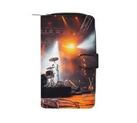 BVKWNTSA Cartera multifuncional de cuero con estampado de concierto de rock, de gran capacidad, para hombres y mujeres, con ranura para múltiples tarjetas, cartera casual de negocios, Escenario de