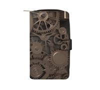 BVKWNTSA Cartera multifuncional de cuero con impresión de engranajes mecánicos Steampunk de gran capacidad para hombres y mujeres, cartera informal de negocios con múltiples ranuras para tarjetas