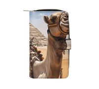 BVKWNTSA Cartera multifuncional de piel con estampado de pirámide de gran capacidad para hombres y mujeres, cartera casual de negocios con ranura para múltiples tarjetas, Pyramid Camel, 19.7x11x3.5cm