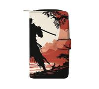 BVKWNTSA Cartera multifuncional de piel con estampado samurái de gran capacidad para hombres y mujeres, cartera informal de negocios con ranura para múltiples tarjetas, Samurai, 19.7x11x3.5cm