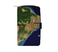 BVKWNTSA Cartera multifuncional de piel con impresión de imagen satelital de América del Sur de gran capacidad para hombres y mujeres, cartera informal de negocios con ranura para múltiples tarjetas