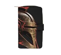 BVKWNTSA Cartera multifuncional de piel estampada con casco de guerrero espartano de gran capacidad para hombres y mujeres, cartera informal de negocios con múltiples ranuras para tarjetas, Casco de