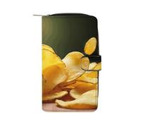 BVKWNTSA Cartera multifuncional de piel impresa de gran capacidad para hombres y mujeres, cartera informal de negocios con múltiples ranuras para tarjetas, Patatas fritas, 19.7x11x3.5cm