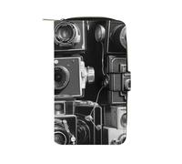 BVKWNTSA Cartera multifuncional de piel impresa de gran capacidad para hombres y mujeres, con ranura para múltiples tarjetas, cartera casual de negocios, Colección Retro Cool Camera, 19.7x11x3.5cm