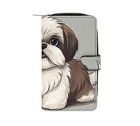 BVKWNTSA Cartera multifuncional de piel impresa Shih Tzu Dog1 de gran capacidad para hombres y mujeres, cartera informal de negocios con ranura para múltiples tarjetas, Shih Tzu Dog1, 19.7x11x3.5cm