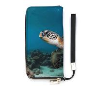 BVKWNTSA Cartera vertical de piel con estampado de tortuga marina de gran capacidad, diseño interno de múltiples compartimentos, satisface tus diversas necesidades de viaje