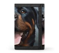 BVKWNTSA Elegante y duradera cartera de tres pliegues con diseño de cabeza de lengua de perros Rottweiler, ranuras para múltiples tarjetas, gran capacidad y portátil, Rottweiler - Cabeza de lengua