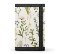BVKWNTSA Elegante y duradera cartera de tres pliegues con estampado de acuarelas de hierbas y flores, ranuras para múltiples tarjetas, gran capacidad y portátil, Temporada de acuarelas de hierbas y