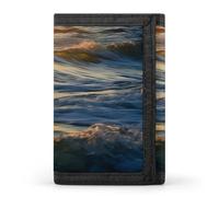 BVKWNTSA Elegante y duradera cartera de tres pliegues con estampado de olas del océano, ranuras para múltiples tarjetas, gran capacidad y portátil, Dawn Ocean Waves, Talla única