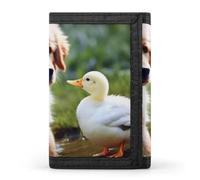 BVKWNTSA Elegante y duradera cartera de tres pliegues con estampado de perro y pato, ranuras para múltiples tarjetas, gran capacidad y portátil, Dog and a Duck, Talla única