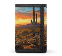 BVKWNTSA Elegante y duradera cartera de tres pliegues con estampado de Saguaros at Sunset, ranuras para múltiples tarjetas, gran capacidad y portátil, Saguaros al atardecer, Talla única