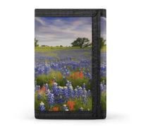 BVKWNTSA Elegante y duradera cartera de tres pliegues con estampado de Texas Bluebonnets, ranuras para múltiples tarjetas, gran capacidad y portátil, Texas Bluebonnets Scenery, Talla única