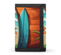 BVKWNTSA Elegante y duradera tabla de surf en cartera de tres pliegues impresa de madera, ranuras para múltiples tarjetas, gran capacidad y portátil, Tabla de surf sobre madera, Talla única