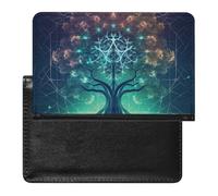 BVKWNTSA Elegante y práctico icono digital futurista del árbol de la vida con protector de pasaporte impreso en el espacio es tu compañero de viaje perfecto, protegiendo completamente la seguridad de