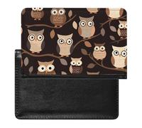 BVKWNTSA Elegante y práctico protector de pasaporte con estampado de búhos de dibujos animados marrones es tu compañero de viaje perfecto, protegiendo completamente la seguridad de tu pasaporte.