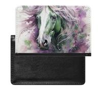 BVKWNTSA Elegante y práctico protector de pasaporte con estampado de caballo verde es tu compañero de viaje perfecto, protegiendo completamente la seguridad de tu pasaporte.