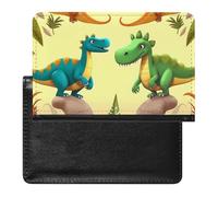 BVKWNTSA Elegante y práctico protector de pasaporte con estampado de dinosaurios de dibujos animados es tu compañero de viaje perfecto, protegiendo completamente la seguridad de tu pasaporte.