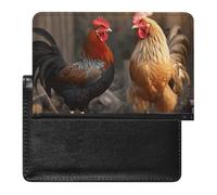 BVKWNTSA Elegante y práctico protector de pasaporte con estampado de gallo y pollo es tu compañero de viaje perfecto, protegiendo completamente la seguridad de tu pasaporte.