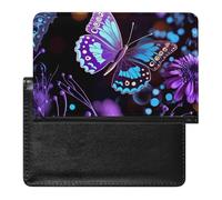 BVKWNTSA Elegante y práctico protector de pasaporte con estampado de mariposas y flores moradas es tu compañero de viaje perfecto, protegiendo completamente la seguridad de tu pasaporte.