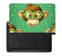 BVKWNTSA Elegante y práctico protector de pasaporte con estampado de mono inteligente verde es tu compañero de viaje perfecto, protegiendo completamente la seguridad de tu pasaporte.