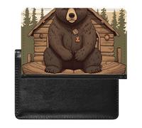 BVKWNTSA Elegante y práctico protector de pasaporte con estampado de oso rústico es tu compañero de viaje perfecto, protegiendo completamente la seguridad de tu pasaporte.