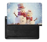 BVKWNTSA Elegante y práctico protector de pasaporte con estampado navideño de muñecos de nieve es tu compañero de viaje perfecto, protegiendo completamente la seguridad de tu pasaporte.