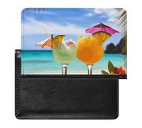 BVKWNTSA Elegante y práctico protector de pasaporte impreso con bebidas tropicales para playa es tu compañero de viaje perfecto, protegiendo completamente la seguridad de tu pasaporte.