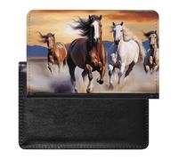 BVKWNTSA Elegante y práctico protector de pasaporte impreso con caballos corriendo es tu compañero de viaje perfecto, protegiendo completamente la seguridad de tu pasaporte.