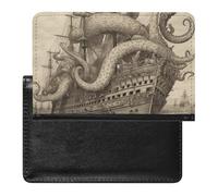 BVKWNTSA Elegante y práctico protector de pasaporte impreso con pulpo pirata de vela es tu compañero de viaje perfecto, protegiendo completamente la seguridad de tu pasaporte.