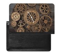 BVKWNTSA Elegante y práctico protector de pasaporte impreso con reloj Steampunk es tu compañero de viaje perfecto, protegiendo completamente la seguridad de tu pasaporte.
