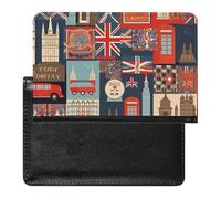 BVKWNTSA Elegante y práctico protector de pasaporte impreso con símbolos de Inglaterra es tu compañero de viaje perfecto, protegiendo completamente la seguridad de tu pasaporte.