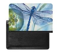 BVKWNTSA Elegante y práctico protector de pasaporte pintado a mano con estampado de libélula azul es tu compañero de viaje perfecto, protegiendo completamente la seguridad de tu pasaporte.