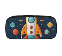 BVKWNTSA Estuche de gran capacidad, multifuncional, diseño de cohete, organizador de papelería impreso, estuche para lápices, bolsa para bolígrafos, oficina, bolsa para lápices