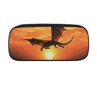 BVKWNTSA Estuche de gran capacidad, multifuncional, diseño de dragón volador con puesta de sol, organizador de papelería, estuche para lápices, bolsa para bolígrafos, oficina, bolsa para lápices