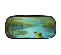 BVKWNTSA Estuche de gran capacidad - Multifuncional, Frog in A Pond_77199281 Organizador de papelería impreso, estuche para lápices, bolsa para bolígrafos, oficina, bolsa para lápices