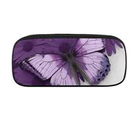 BVKWNTSA Estuche de gran capacidad, multifuncional, organizador de papelería con estampado de mariposas moradas, estuche para lápices, bolsa para bolígrafos, oficina, bolsa para lápices