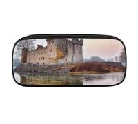 BVKWNTSA Estuche de gran capacidad, multifuncional, organizador de papelería impreso con piedras de castillo cerca del lago, estuche para lápices, bolsa para bolígrafos, oficina, bolsa para lápices
