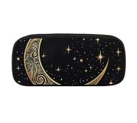 BVKWNTSA Estuche de gran capacidad, multifuncional, patrón de luna creciente sobre fondo negro, organizador de papelería, estuche para lápices, bolsa para bolígrafos, oficina, bolsa para lápices