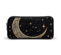 BVKWNTSA Estuche para lápices, diseño de luna creciente sobre fondo negro, bolsa de almacenamiento para niñas y niños, se utiliza como estuche para lápices, accesorio de oficina, bolsa de cosméticos