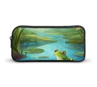 BVKWNTSA Estuche para lápices Frog in A Pond_77199281 - Estuche para bolígrafos impreso, bolsa de almacenamiento para niñas y niños, se utiliza como estuche para lápices, accesorio de oficina, bolsa