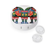 BVKWNTSA La funda redonda portátil para lentes de contacto con diseño de caballo dala sueco es elegante y compacta, fácil de transportar y protege las lentes.