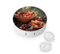 BVKWNTSA La funda redonda portátil para lentes de contacto con estampado de cosecha de frutas es elegante y compacta, fácil de transportar y protege las lentes.