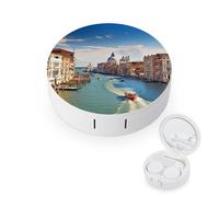 BVKWNTSA La funda redonda portátil para lentes de contacto Grand Canal en Italia es elegante y compacta, fácil de transportar y protege las lentes.