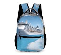 BVKWNTSA Mochila escolar ligera con estampado de crucero junto al mar, a la moda, versátil, cómoda y ligera