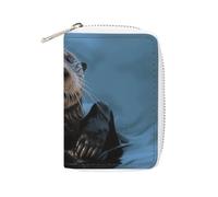 BVKWNTSA Tarjetero de piel con estampado de nutria marina, tarjetero de gran capacidad, pequeño y cómodo, fácil de poner en bolsillos, bolsas de mano, mochilas, etc. Satisface tus prácticas