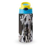 BVKWNTSA Vasos para niños, botella de agua con estampado de perro dálmata, botella de agua aislada sin BPA con acero inoxidable a prueba de fugas para la escuela, deportes y viajes